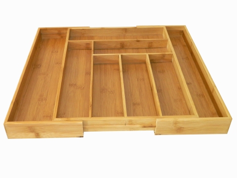 Bamboo flatware tray expandible 8 division
